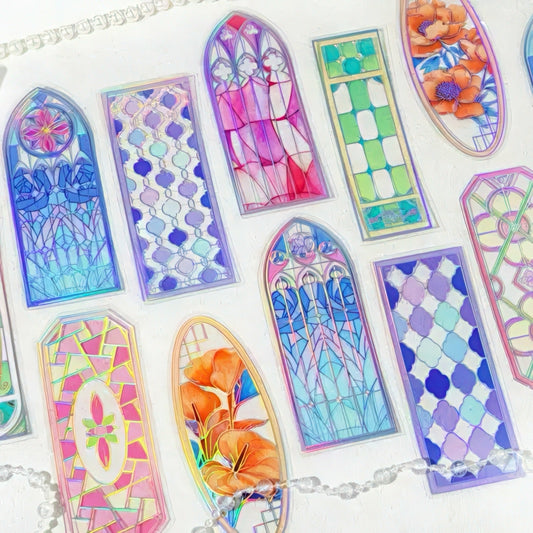 Lattice Stained Glass Window Plastic Bookmark Set