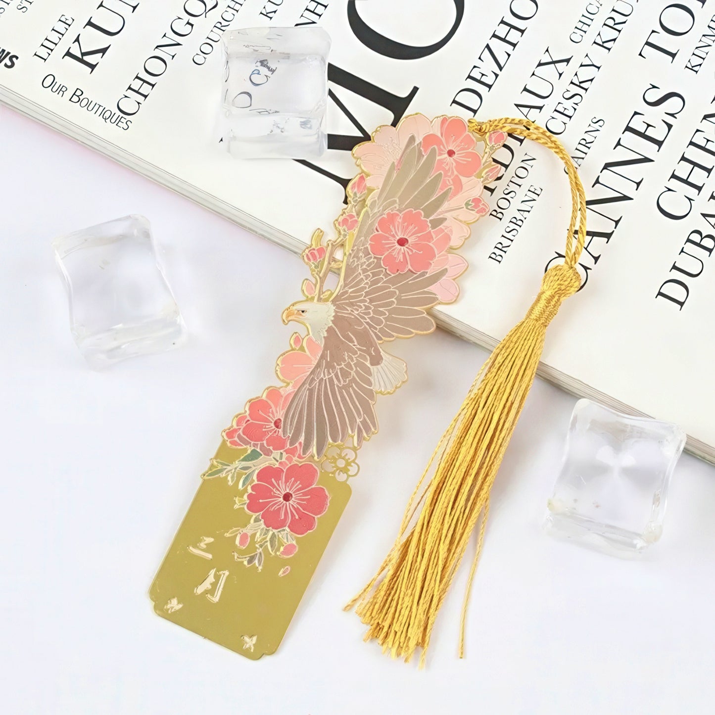 Birds and Flowers Themed Metal Bookmark