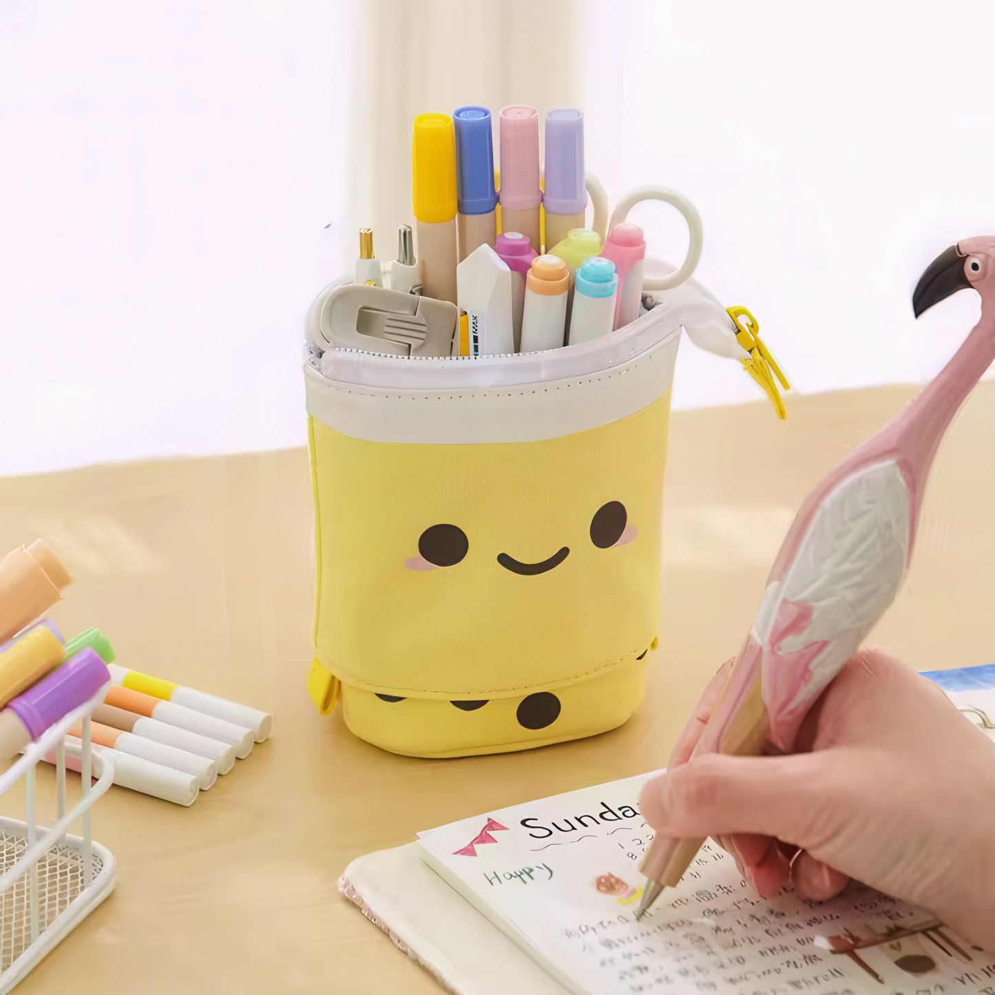 Bubble Tea Retractable Stand Up Pencil Case