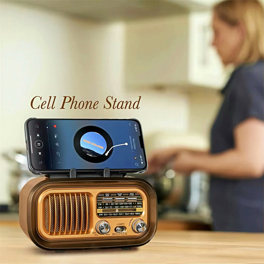 Retro Solar-powered Radio with Bluetooth Speaker