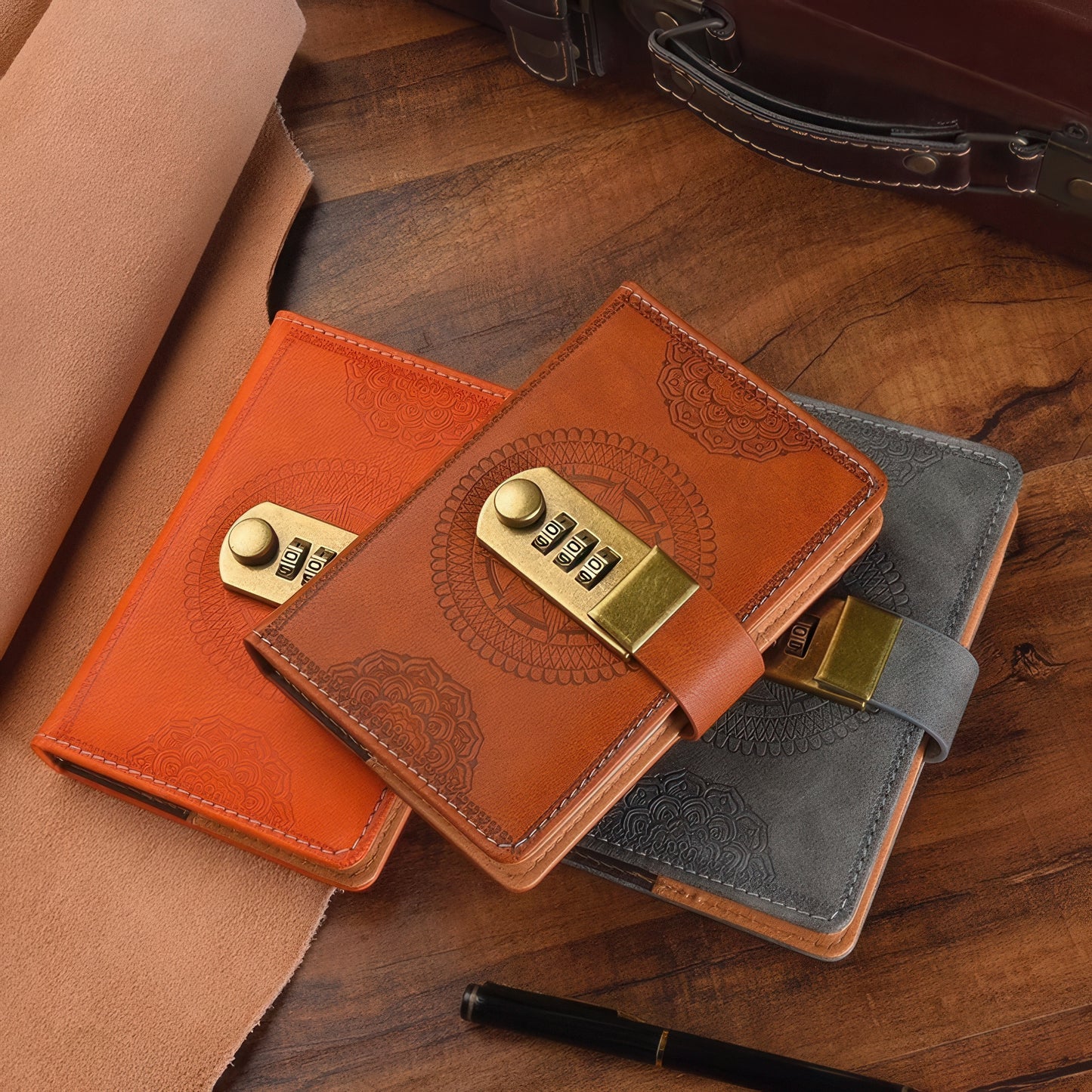 A6 Retro Style Pocket Notebook with Combination Lock