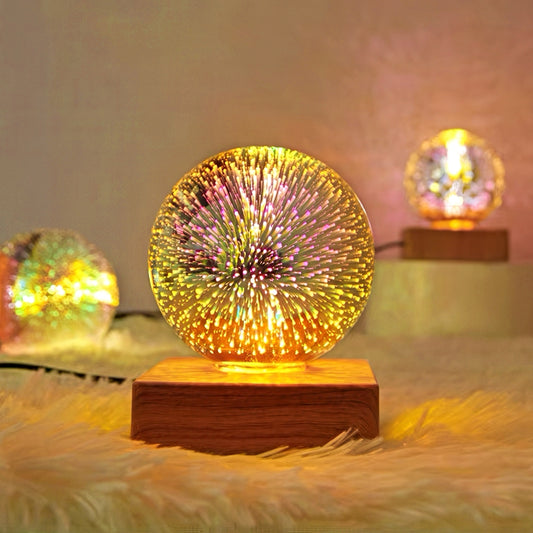 Glass Ball Nightlight with 3D Fireworks Effect