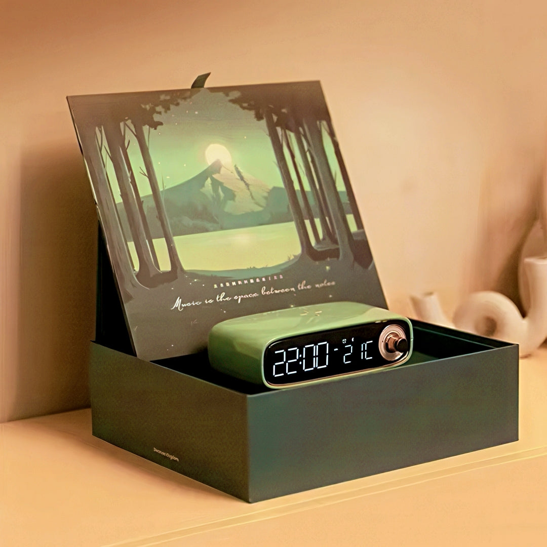 Retro Digital Alarm Clock with Wireless Charging and Nightlight