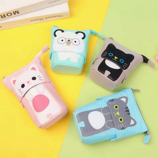 Cute Animal Retractable Stand Up Pencil Case