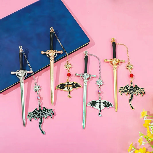 Fourth Wing Sword Shaped Metal Bookmark