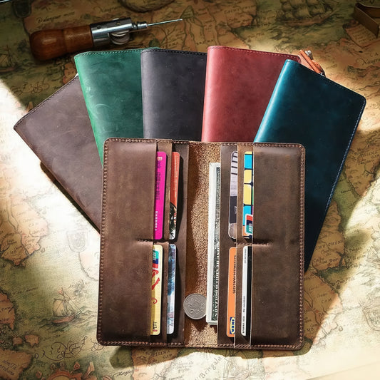 Dyed Cowhide Bifold Long Wallet