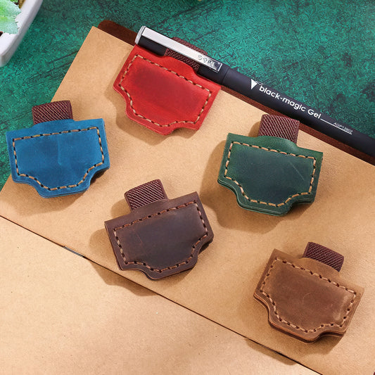 Dyed Cowhide Magnetic Pen Holder for Notebook