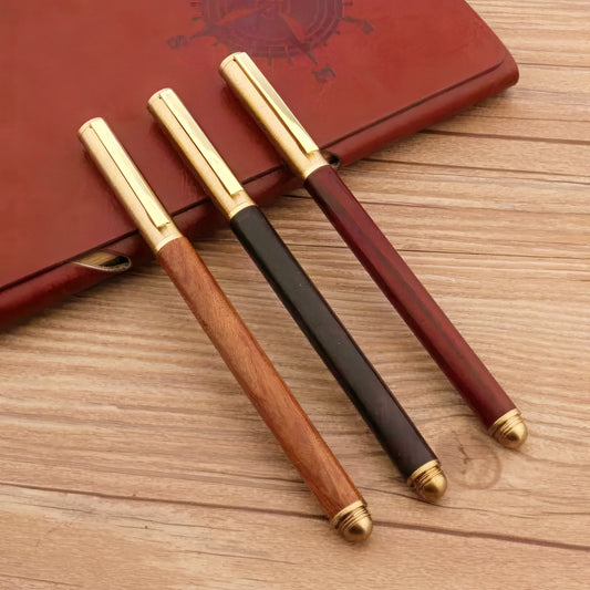 Wooden Rollerball Pen with Brass Cap