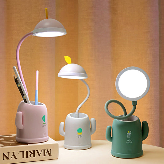Rechargeable Desk Lamp with Cactus Shaped Pen Holder
