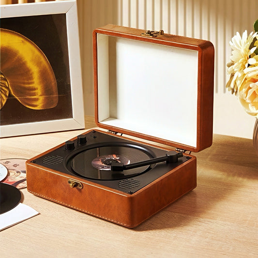 Portable CD Player with Vintage Record Player Design