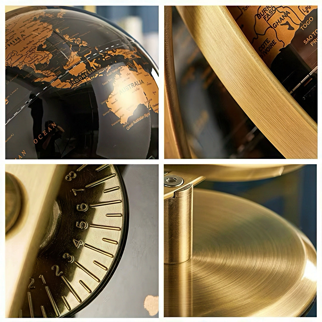 World Globe with Metal Arc and Base