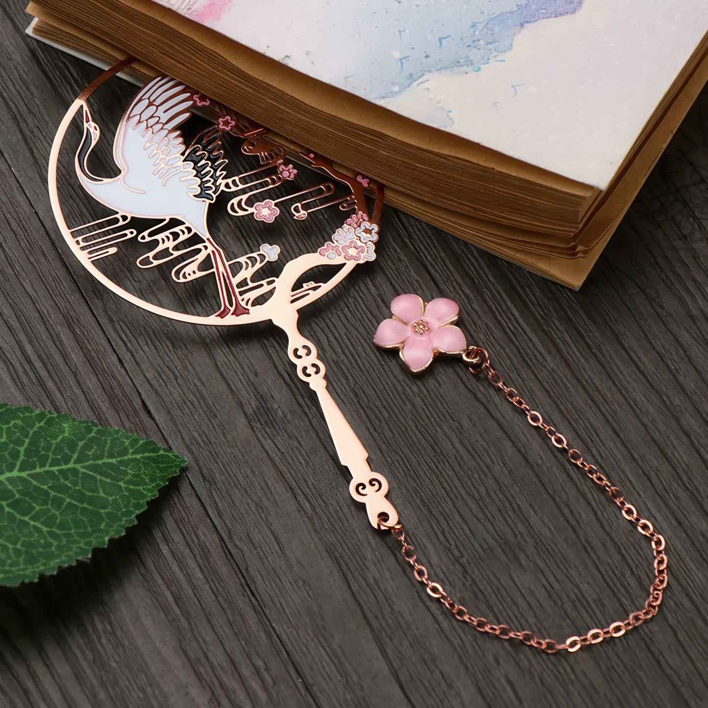 Classic Chinese Fan Shaped Metal Bookmark