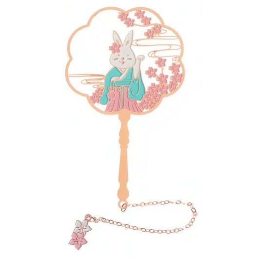 Classic Chinese Fan Shape Metal Bookmark