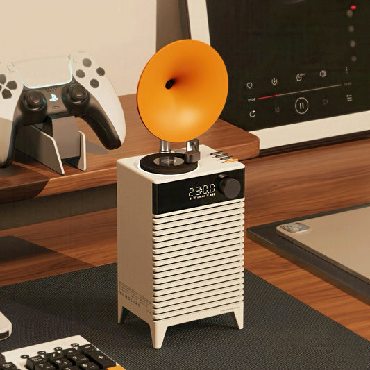 Art Deco Rechargeable Bluetooth Speaker with Digital Clock