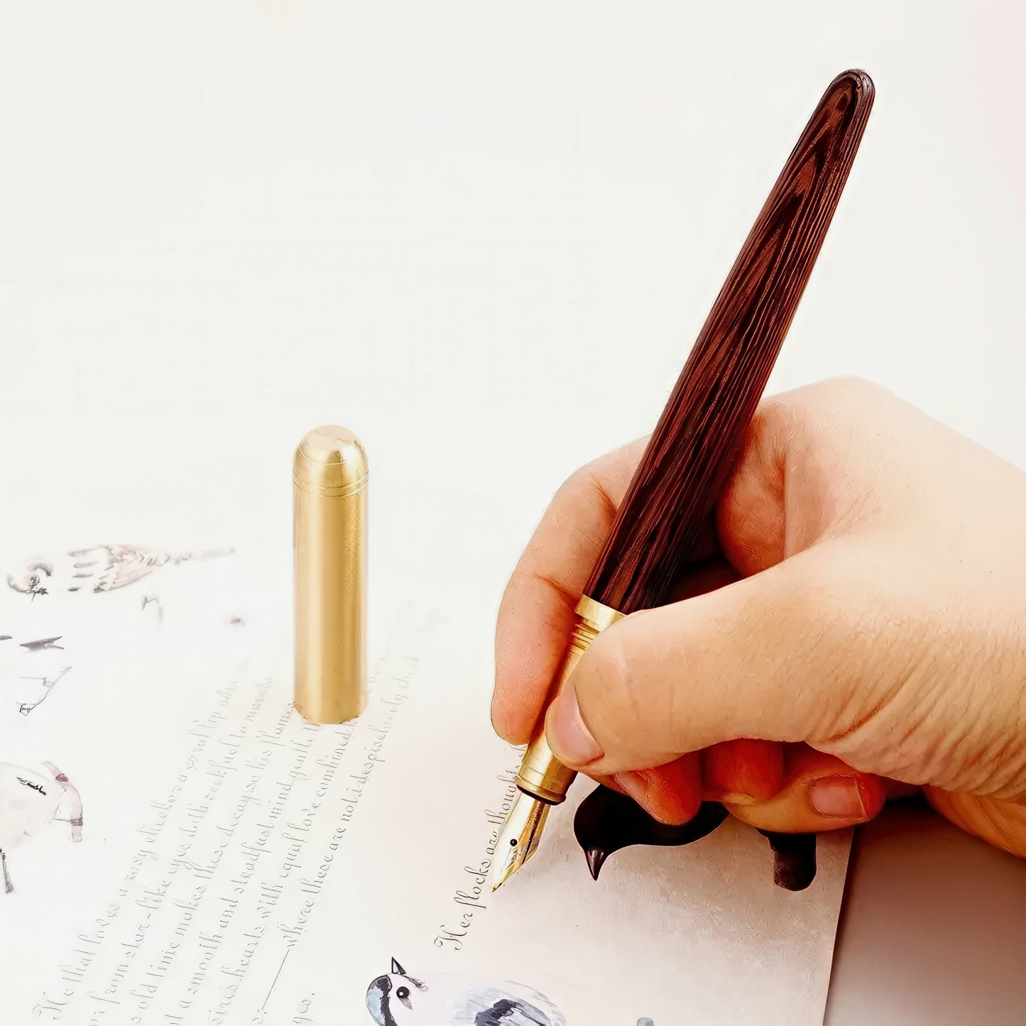 Wooden Fountain Pen with Brass Cap