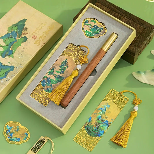 Ancient Chinese Painting Metal Bookmark Gift Box