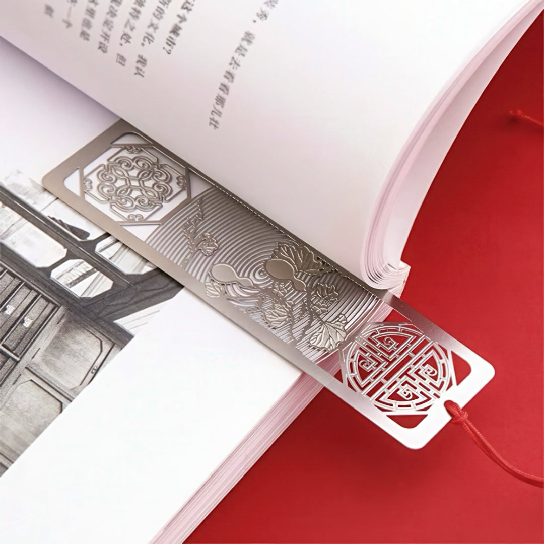 Chinese Themed Hollow Stainless Steel Bookmark