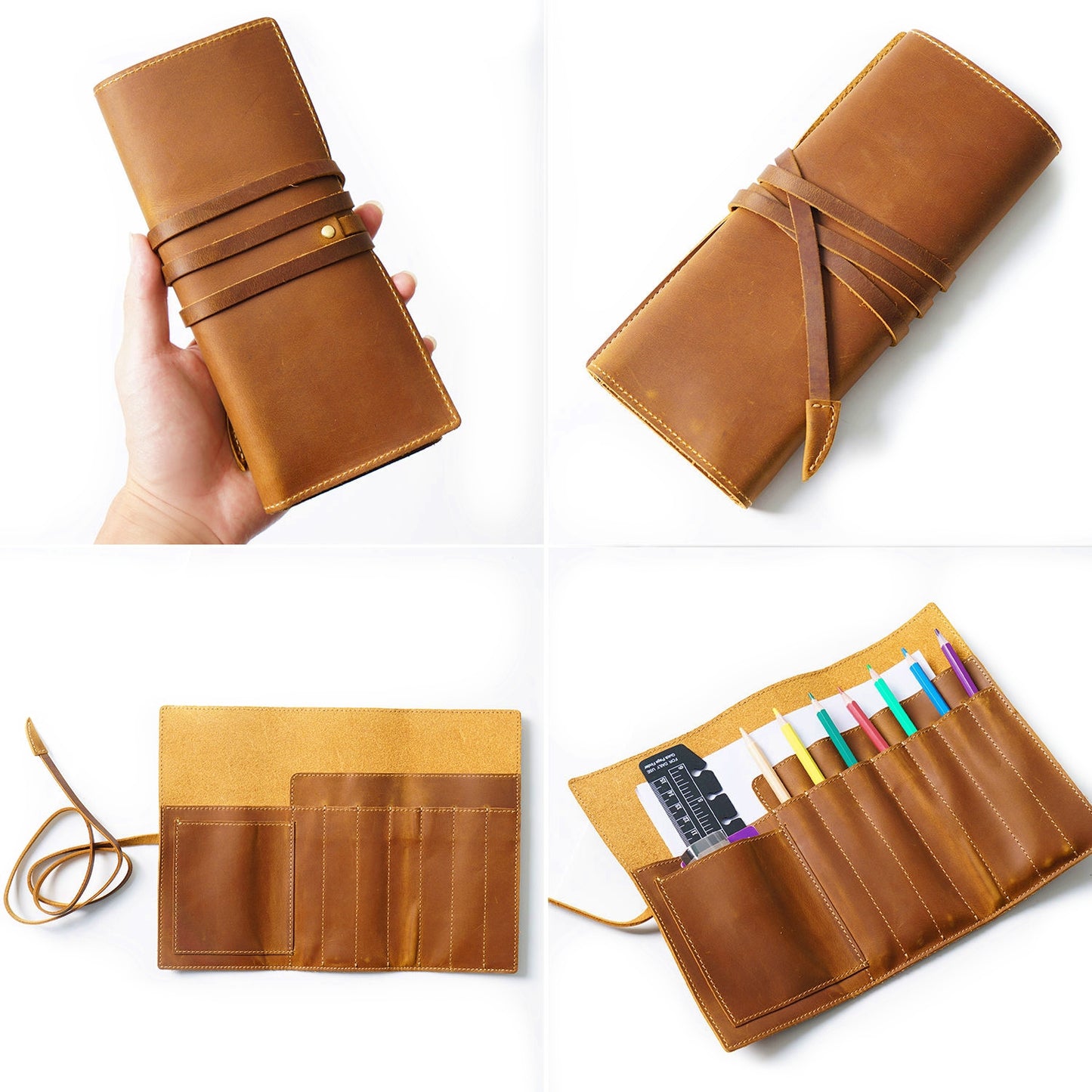 Retro Cowhide Multifunctional Roll Case