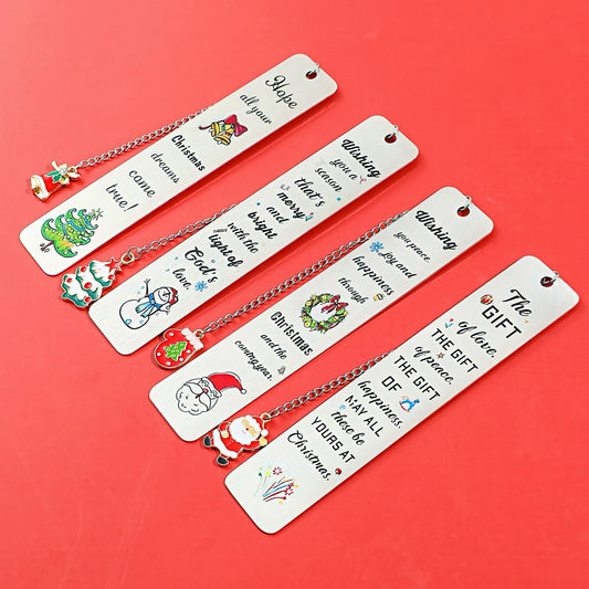 Christmas Themed Stainless Steel Bookmark