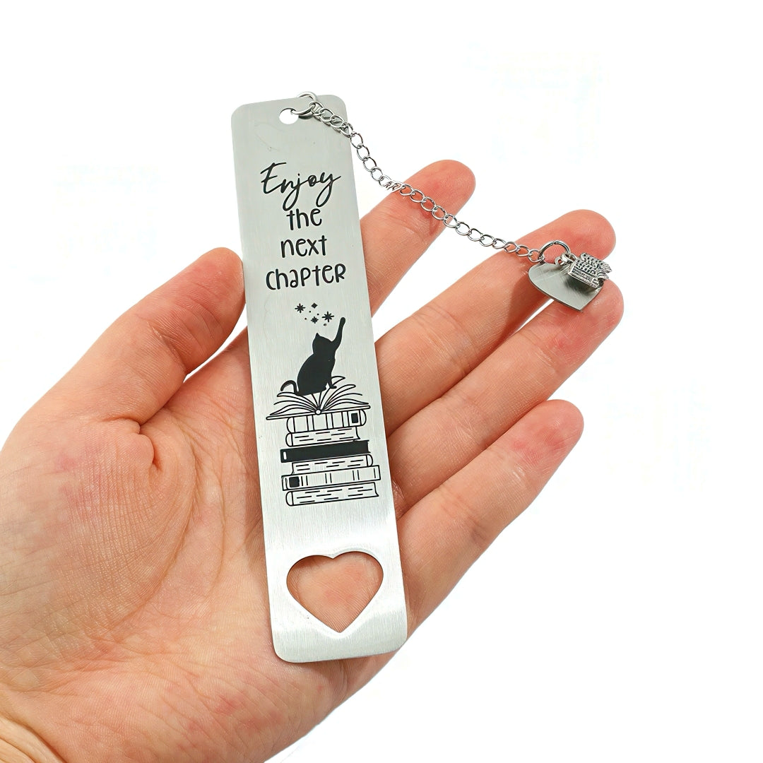 Cat Themed Stainless Steel Bookmark