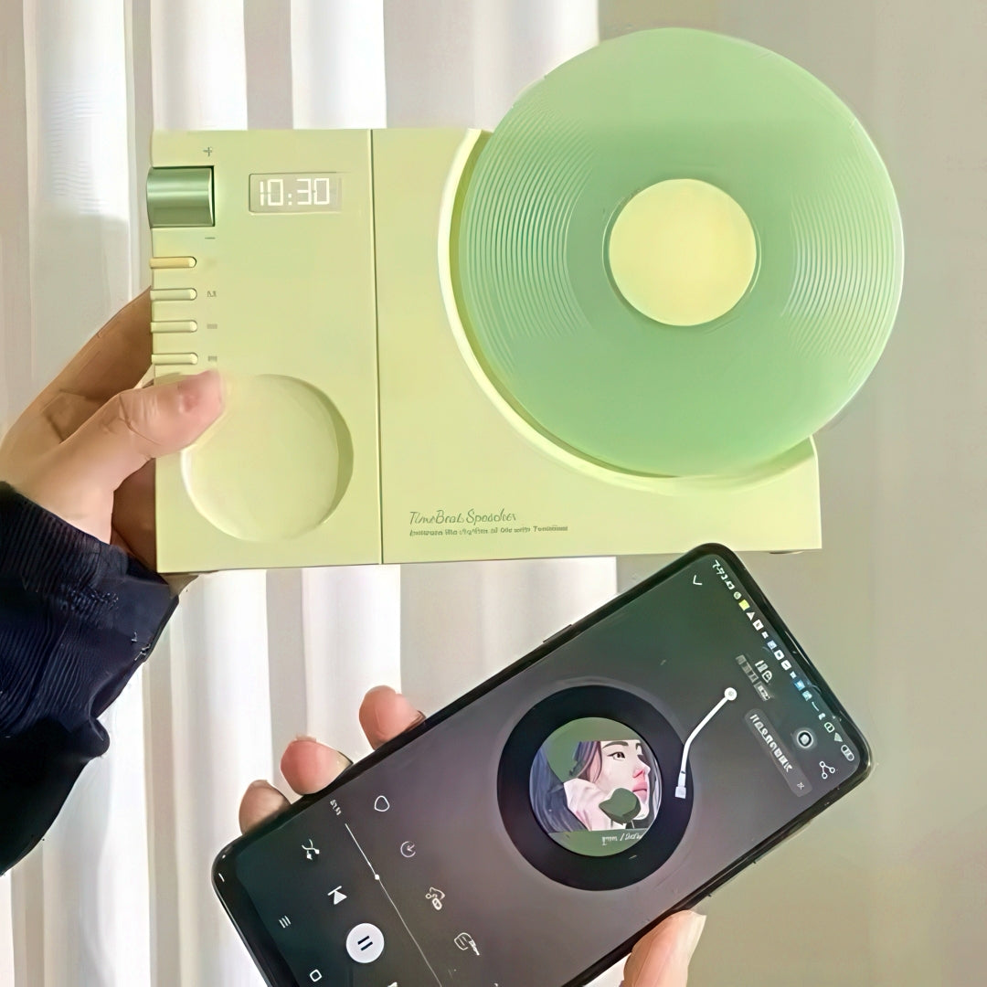 Rechargeable Bluetooth Speaker with Record Player Design