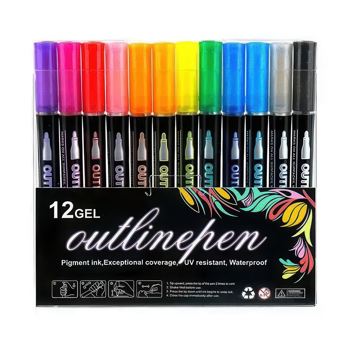 Double Line Outline Metallic Marker Set