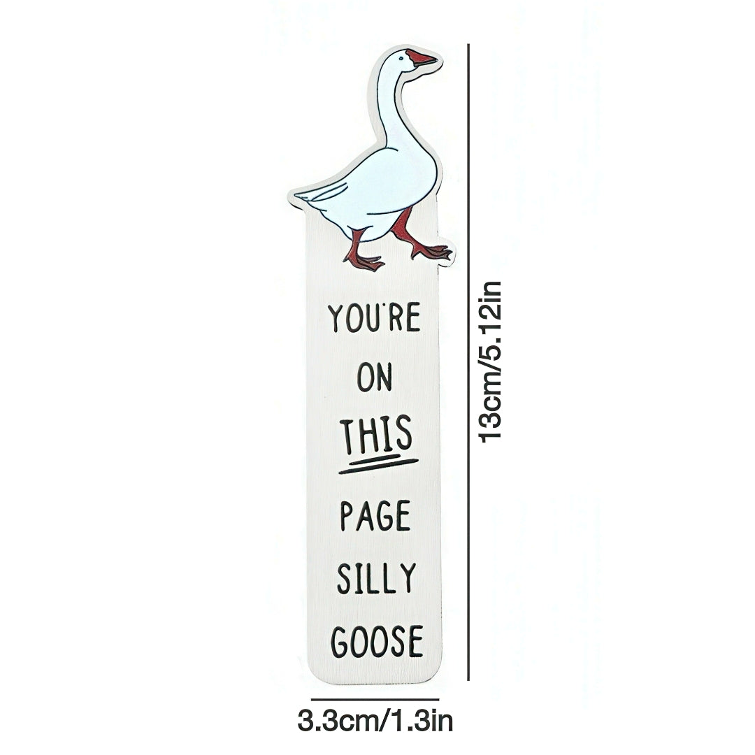Cute Silly Goose Stainless Steel Bookmark