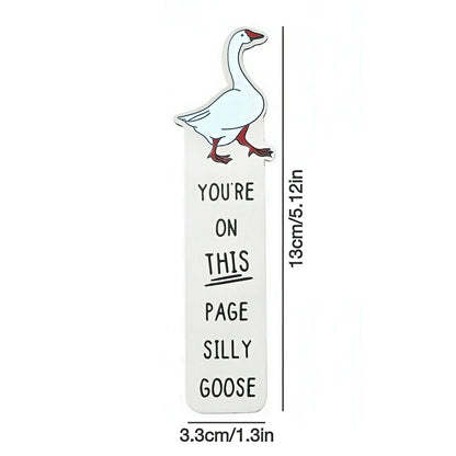 Cute Silly Goose Stainless Steel Bookmark
