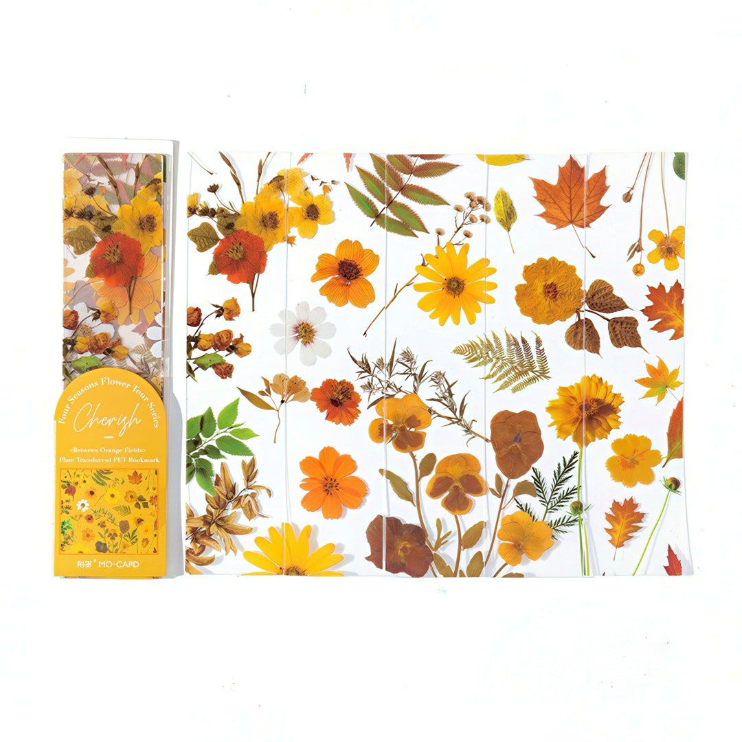 Four Seasons Flower Transparent PET Bookmark Set