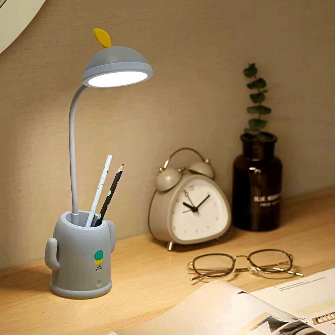 Rechargeable Desk Lamp with Cactus Shaped Pen Holder