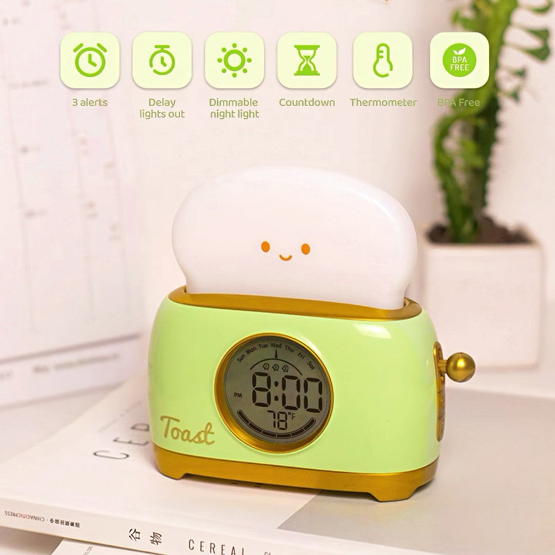 Cute Toaster Digital Clock with Nightlight