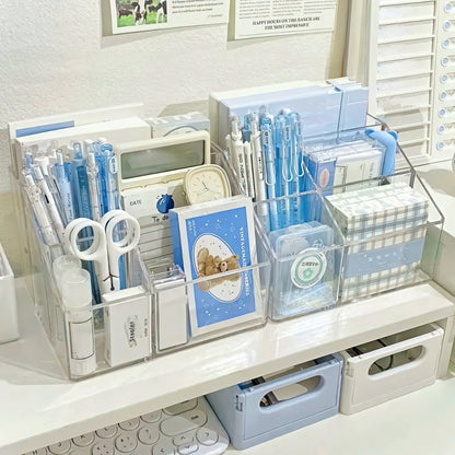 Multi-Compartment Transparent Acrylic Stationery Organizer