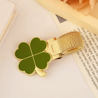 Four-leaf Clover Metal Pen Holder with Spring Clip
