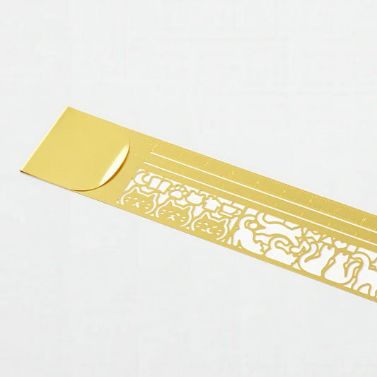Metal Ruler Bookmark with Cat Shaped Stencils