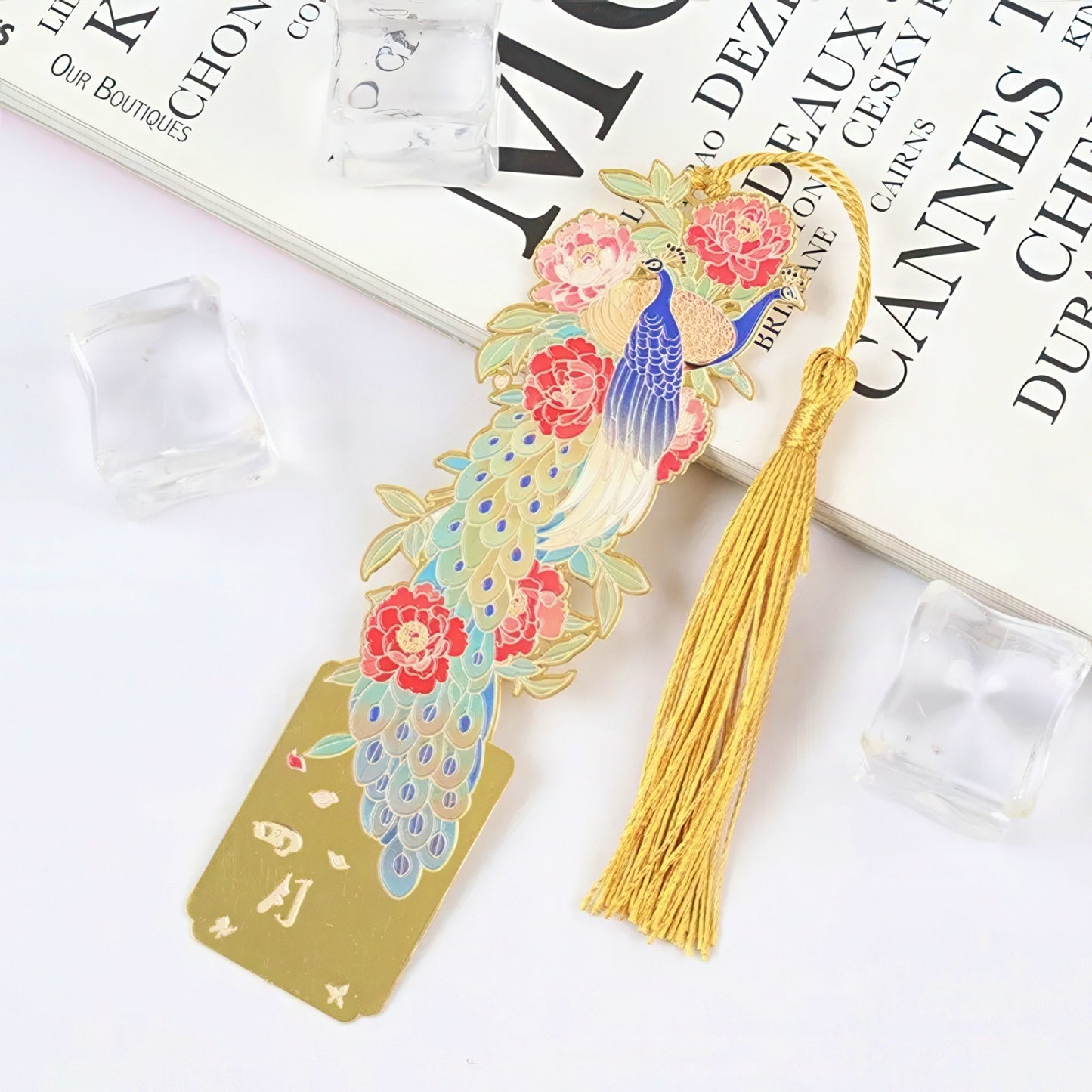 Birds and Flowers Themed Metal Bookmark