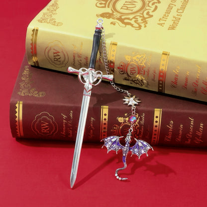 Fourth Wing Sword Shaped Metal Bookmark
