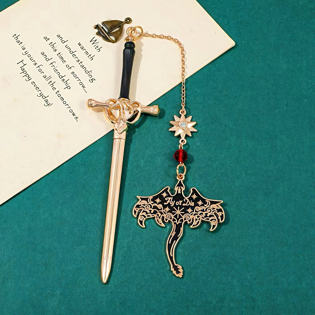 Fourth Wing Sword Shaped Metal Bookmark