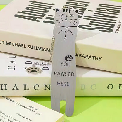 Cute Kitten Stainless Steel Bookmark