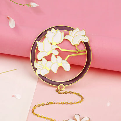 Exquisite Flower Enamel Metal Bookmark