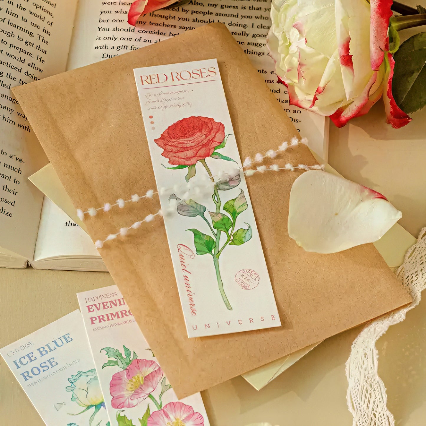 Pictures of Flowers Paper Bookmark Set