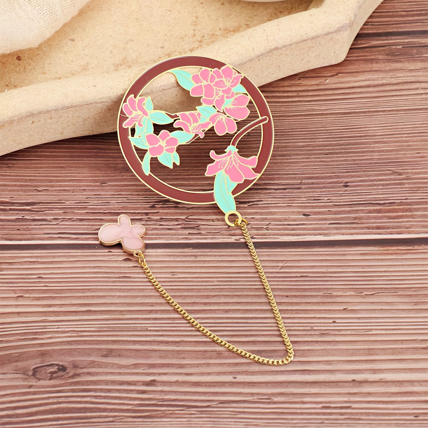Exquisite Flower Enamel Metal Bookmark