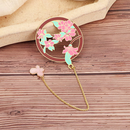 Exquisite Flower Enamel Metal Bookmark