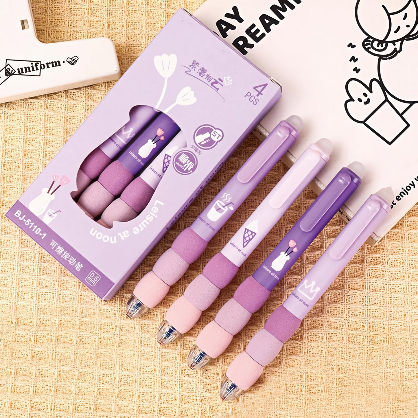 Cute Soft Grip Erasable Gel Pen Set