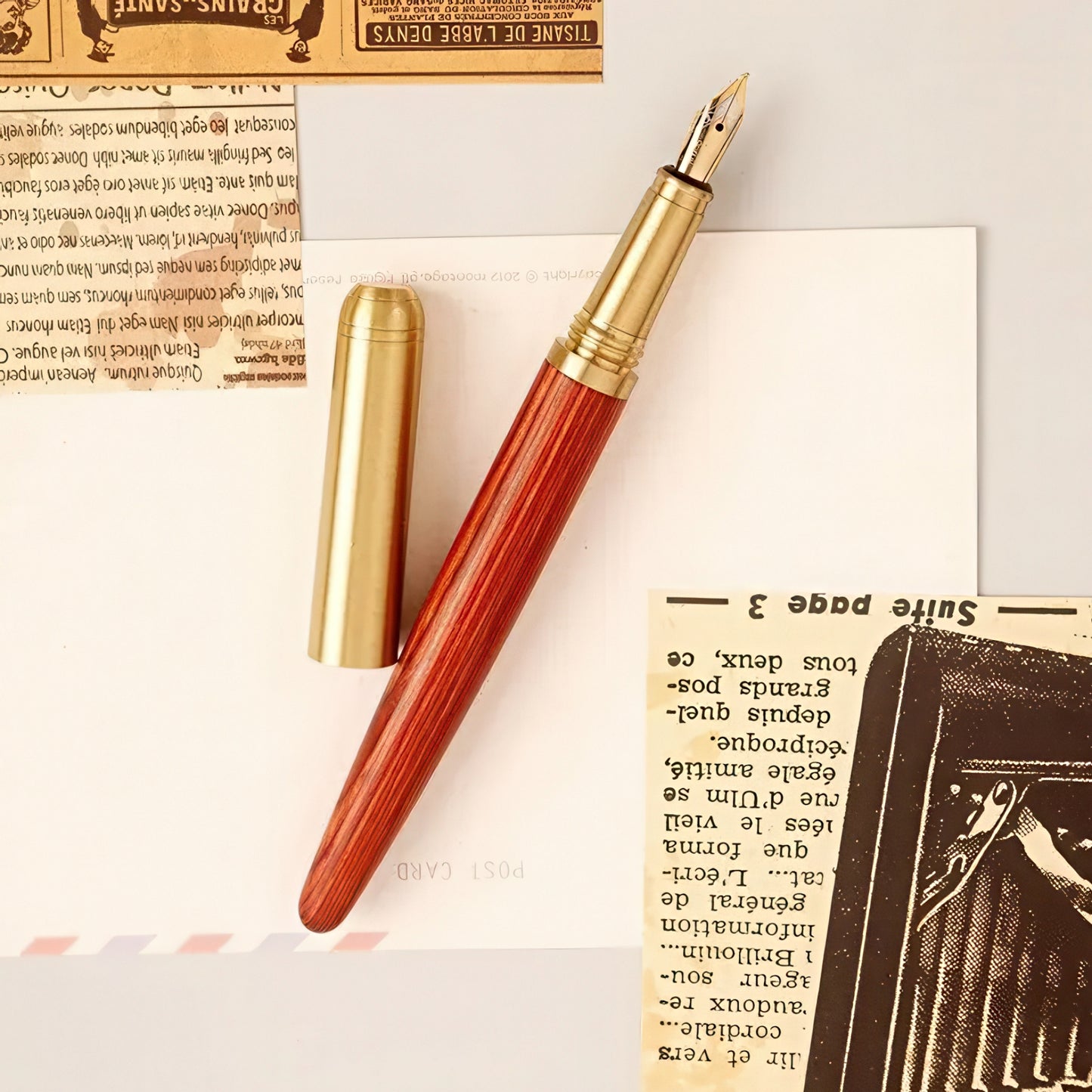 Wooden Fountain Pen with Brass Cap