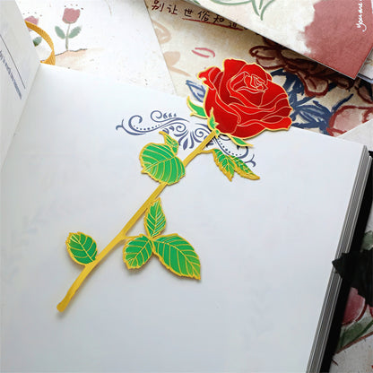 Leaf and Flower Shaped Metal Bookmark