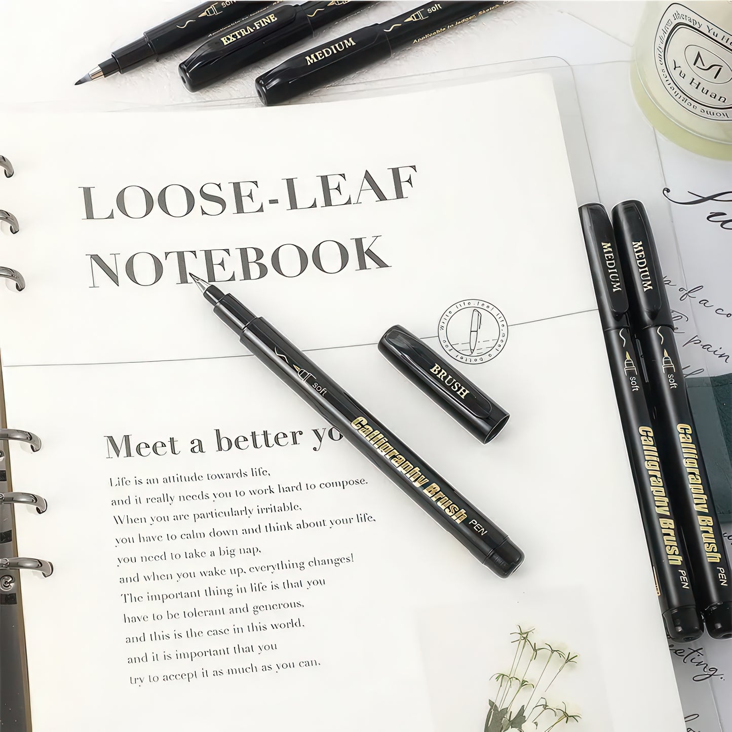 Black Ink Calligraphy Brush Pen Set