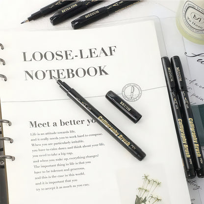 Black Ink Calligraphy Brush Pen Set