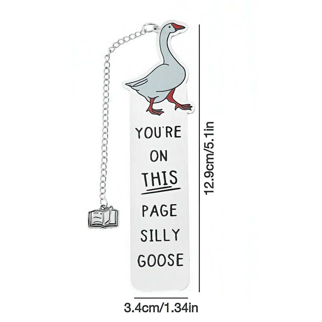 Cute Silly Goose Stainless Steel Bookmark