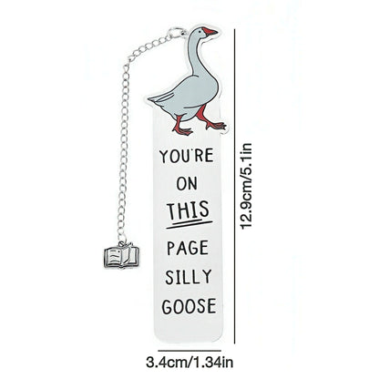 Cute Silly Goose Stainless Steel Bookmark