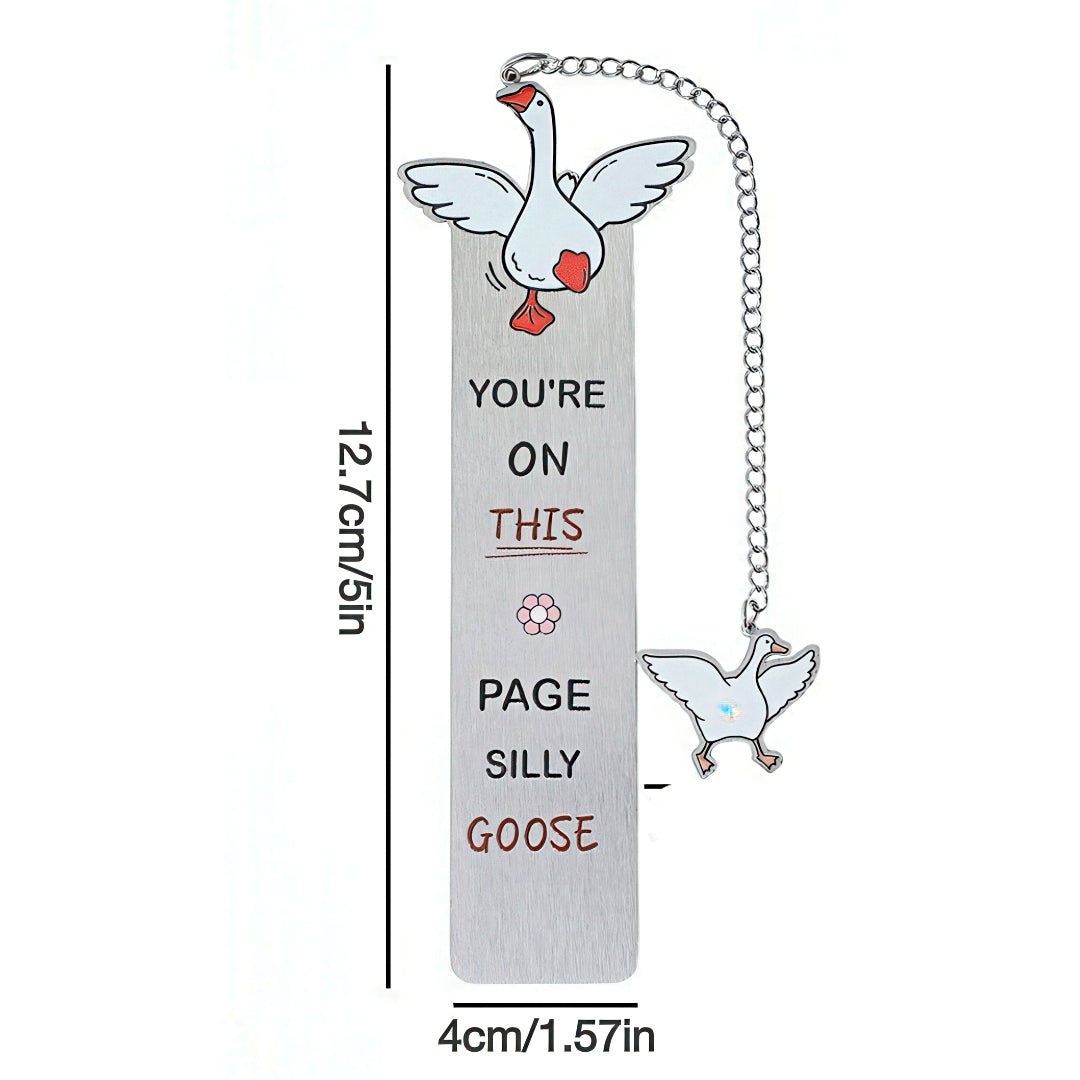 Cute Silly Goose Stainless Steel Bookmark